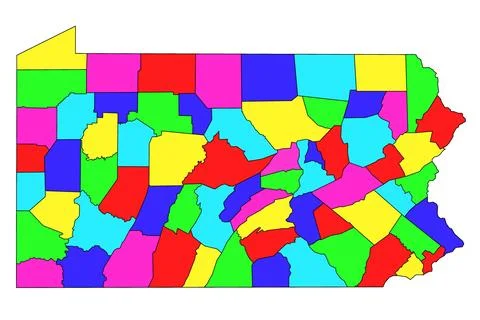Pennsylvania administrative map. counties map of Pennsylvania with differen.. Stockillustratie