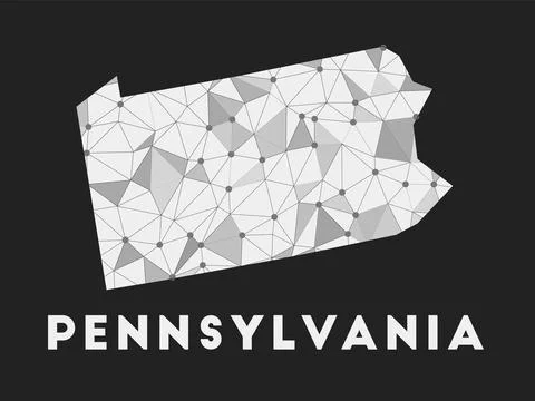 Pennsylvania - communication network map of us state. Pennsylvania trendy g.. Stock Illustration
