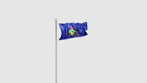 Pennsylvania   Flag Pole  Animation Include Alpha 3D Rendering 스톡 동영상 312089773