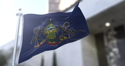 Pennsylvania flag waving-seamless-loop-4k-60fps Stock Footage 345334704