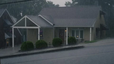 Pennsylvania Home During Thunderstorm Stock Footage 341293896