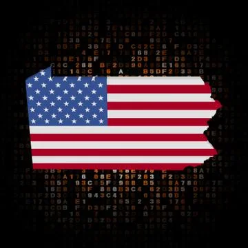 Pennsylvania map flag on hex code illustration Stock Illustration