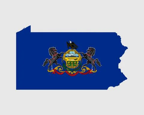 Pennsylvania Map Flag. Map of PA, USA with the state flag Stock Illustration
