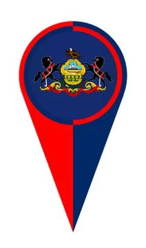 Pennsylvania Map Pointer Location Flag Stock Illustration