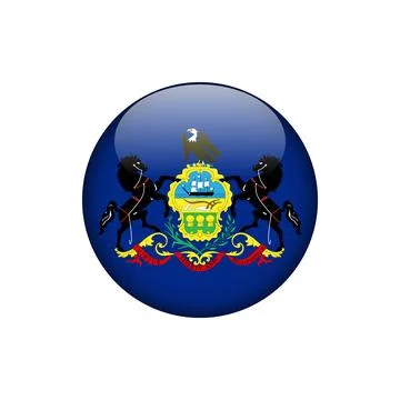 Pennsylvania Round Circle Button Flag of the US States Vector Template Stock Illustration