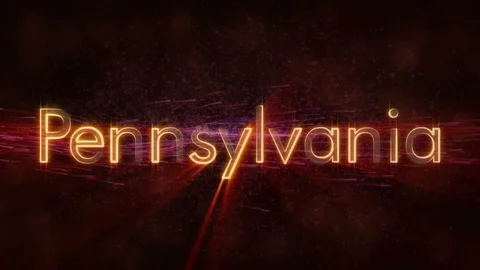 Pennsylvania - Shiny looping state name text animation Stock Footage 99579175