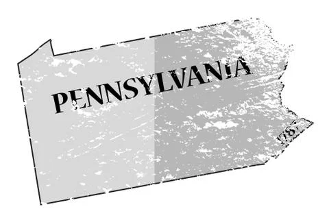 Pennsylvania State and Date Map Grunged Stock Illustration