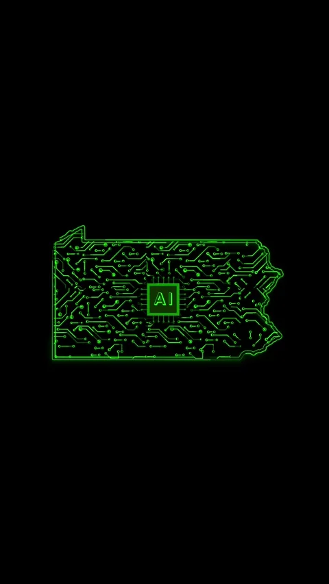 Pennsylvania State Map AI Chipset Technology Opener Video stock 337184422