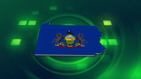 Pennsylvania State Map and Flag Background Stock Footage 344648904