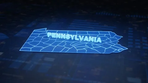 Pennsylvania State Map Geographic Outline Stock Footage 344570435