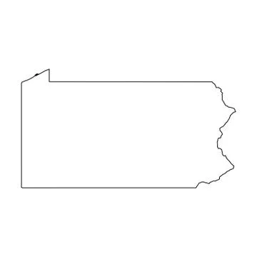 Pennsylvania, state of USA - solid black outline map of country area. Simple Ilustração Stock