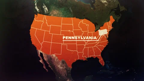 Pennsylvania US State Satellite Map Animation V1 Stock Footage 304108792