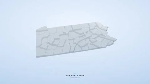 Pennsylvania USA state map 3D animation seamless loop Stock Footage 341068196