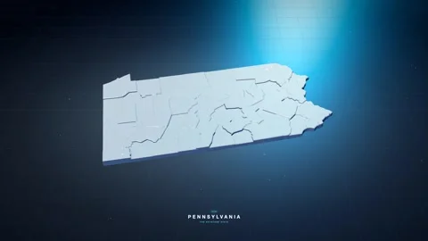 Pennsylvania USA state map with glowing tech digital network style Stock Footage 340614168