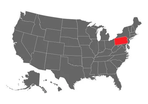 Pennsylvania vector map. High detailed illustration. United state of America Stock Illustration