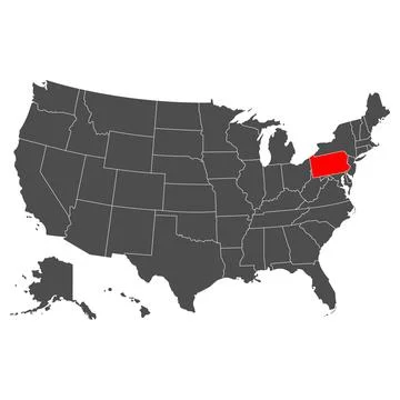 Pennsylvanis vector map. High detailed illustration. Country of the United St Stock Illustration