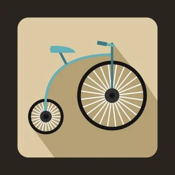 Penny-farthing icon, flat style Stock Illustration