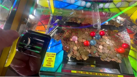 Penny Pusher Arcade 2 Pence Machine Stock Footage 310299025