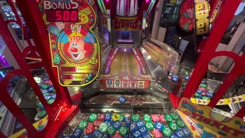 Penny Pusher Solt Machine Arcade Stock Footage 171474076