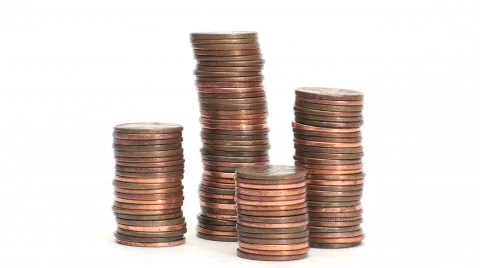 Penny stacks stop motion - HD Stock Footage