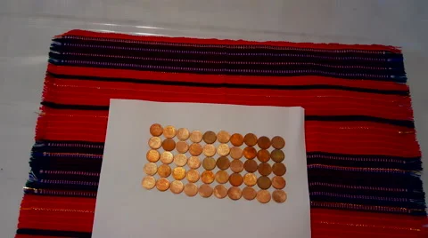 Penny's  coin collection.4K Stock Footage 54175246
