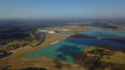 Penrith Lakes 4K Drone shot Stock-Footage 80932662