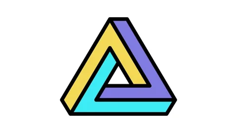 Penrose impossible geometric shape color icon animation Stock Footage 224987270