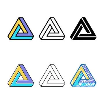 Penrose impossible geometric shape color icon vector diversity 库存插图