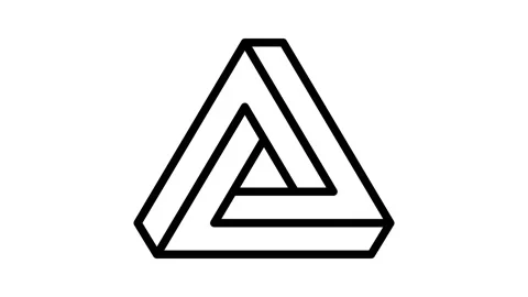 Penrose impossible geometric shape line icon animation Stock Footage 224360072