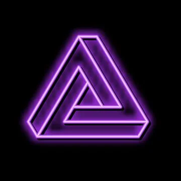 Penrose impossible geometric shape neon glow icon illustration Stock Illustration