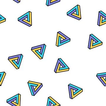 Penrose impossible geometric shape vector seamless pattern Stock Illustration