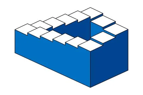 Penrose stairs, an impossible object and optical illusion 스톡 일러스트
