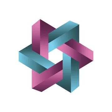 Penrose triangle 3D optical illusion. Vector illustration Stock Illustration
