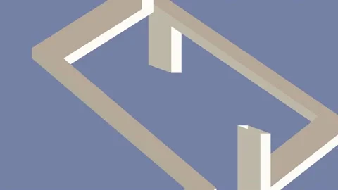Penrose triangle graphic paradox, rotating solids at a certain angle, displays a Stock Footage 162276138