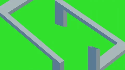 Penrose triangle graphic paradox, rotating solids at a certain angle, displays a Stock Footage 162643892