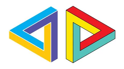 Penrose triangle icon. Impossible vector geometric shape object. Optical illu Stock Illustration