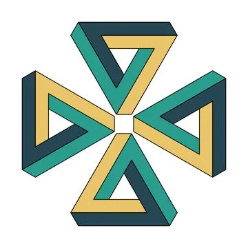 Penrose triangle icon. Impossible vector geometric shape object. Optical illu Stock Illustration