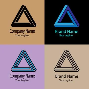 Penrose Triangle Illusion logo design Stock Illustration