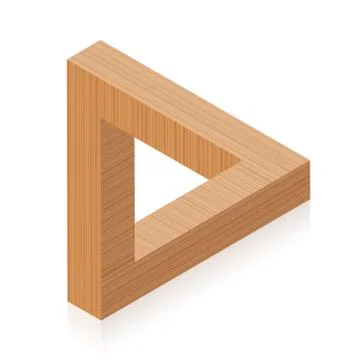 Penrose Triangle Impossible Wooden Object Stock Illustration