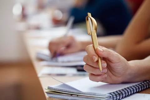 Pens, notebooks, training, close-up Stock Photos