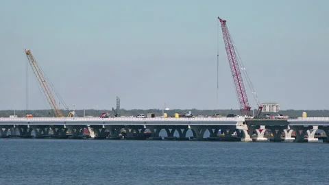 Pensacola Bay Bridge Construction Video stock 149223085