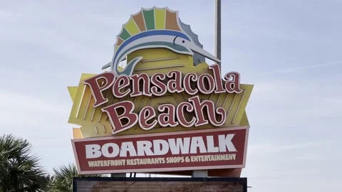 Pensacola Beach Boardwalk Sign Stock-Footage 255418853