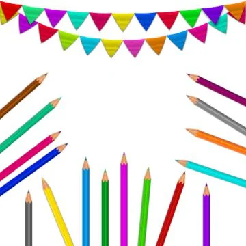 Pensils, flags background Stock Illustration