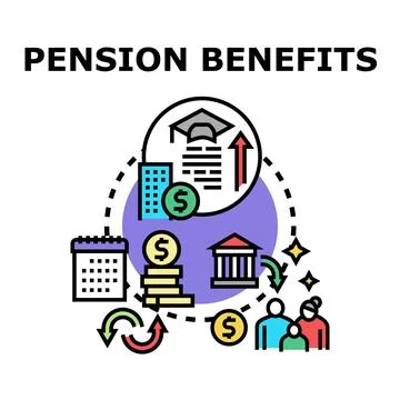 Pension benefits program planning for retirement savings Illustrazione stock