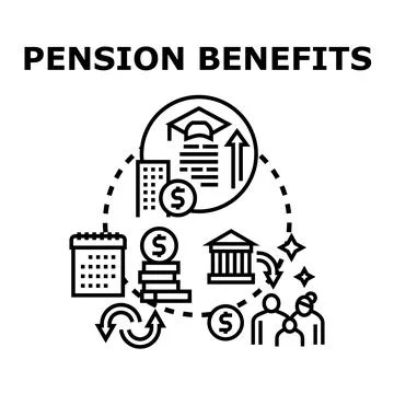 Pension benefits program planning for retirement savings Stock Illustration