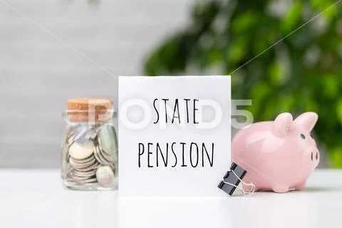 Pension fund and retirement business concept composition Stock Photos