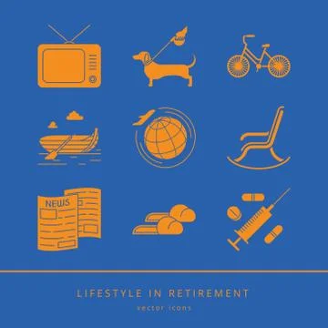 Pension icons set Stock Illustration