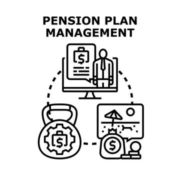 Pension plan management process for retirement savings 스톡 일러스트