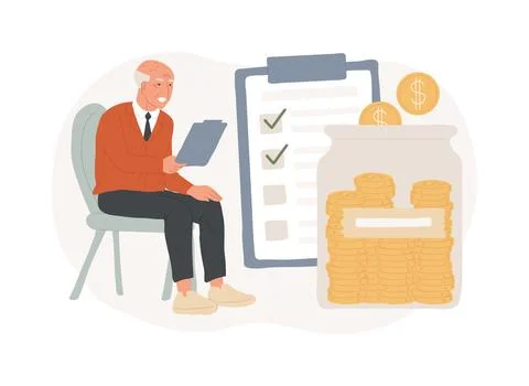 Pension scheme isolated concept vector illustration. Ilustración de archivo