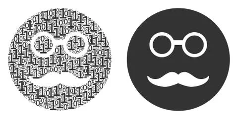 Pension Smiley Collage of Binary Digits Stock Illustration